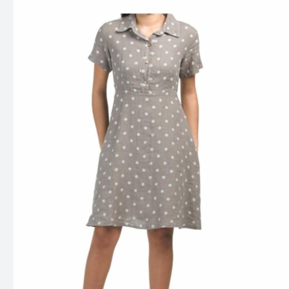 NWT Laura Gotti polka dot italian dress pure linen